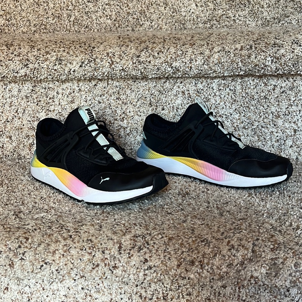 Girls Puma Racer Future Sneakers - Black and rainbow